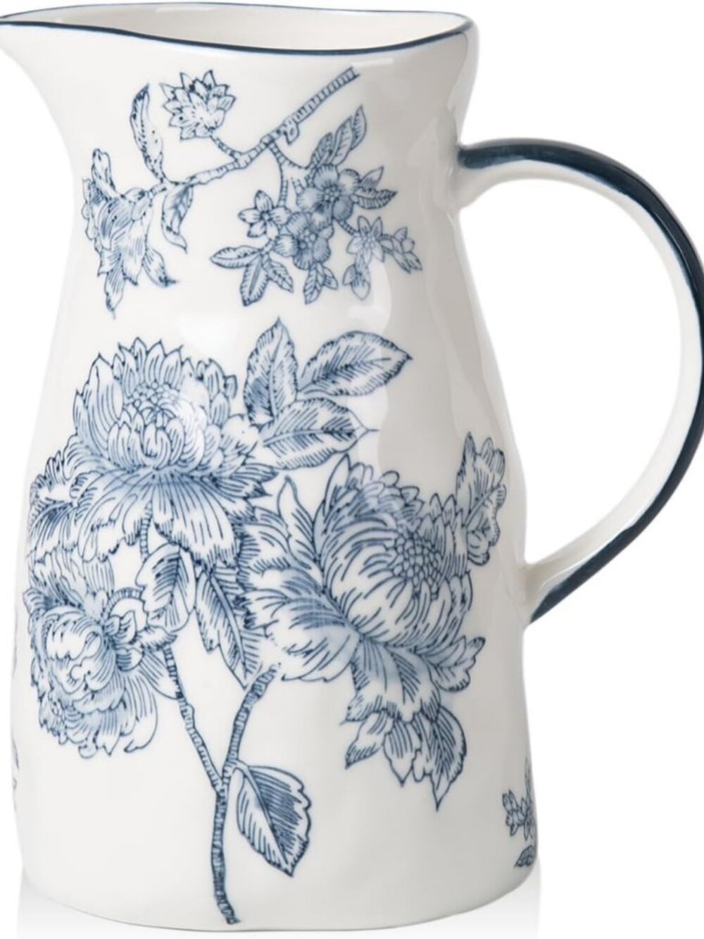 Chic Blue and White Ceramic Pitcher Vase for Elegant Home Decor, Chinoiserie